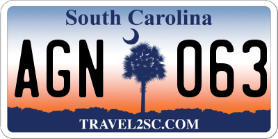 SC license plate AGN063