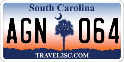 SC license plate AGN064