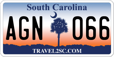 SC license plate AGN066