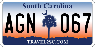 SC license plate AGN067