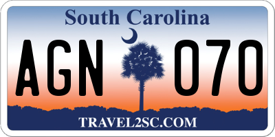SC license plate AGN070