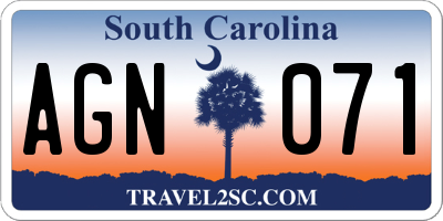 SC license plate AGN071