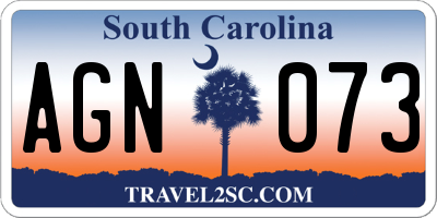 SC license plate AGN073