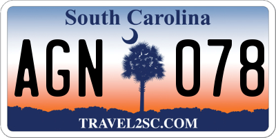 SC license plate AGN078
