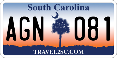SC license plate AGN081