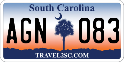 SC license plate AGN083