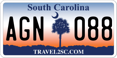 SC license plate AGN088