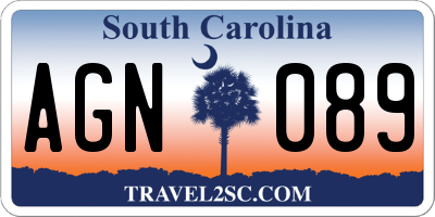 SC license plate AGN089