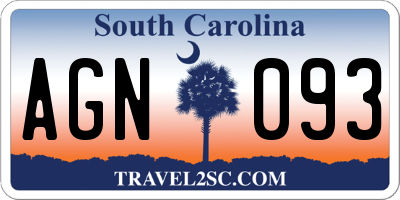 SC license plate AGN093