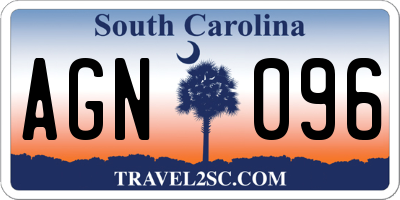 SC license plate AGN096