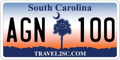 SC license plate AGN100