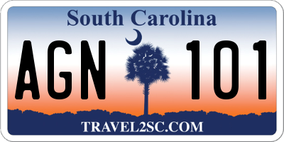 SC license plate AGN101