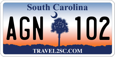 SC license plate AGN102