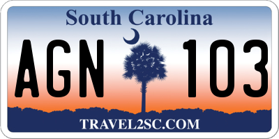 SC license plate AGN103
