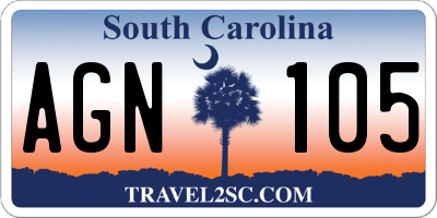 SC license plate AGN105