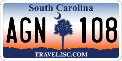 SC license plate AGN108