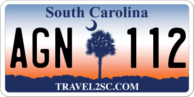 SC license plate AGN112