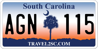 SC license plate AGN115