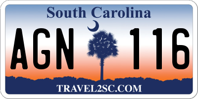 SC license plate AGN116