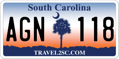 SC license plate AGN118