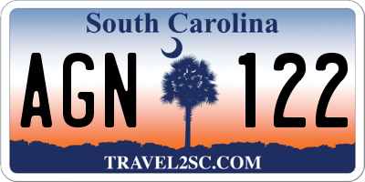 SC license plate AGN122