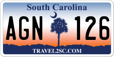 SC license plate AGN126
