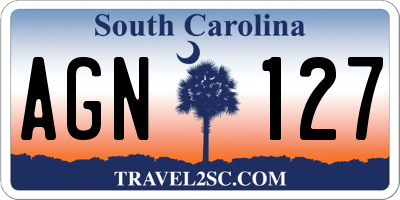 SC license plate AGN127