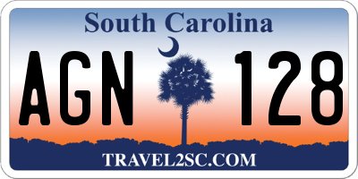 SC license plate AGN128