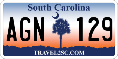 SC license plate AGN129