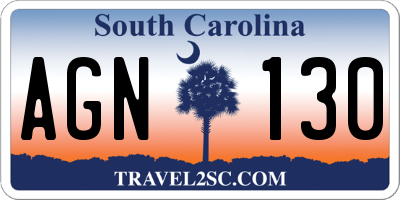 SC license plate AGN130