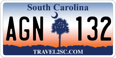 SC license plate AGN132