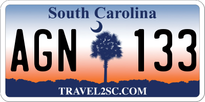 SC license plate AGN133