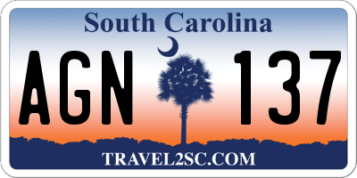SC license plate AGN137