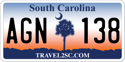 SC license plate AGN138
