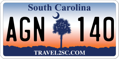 SC license plate AGN140