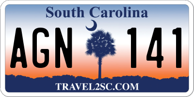 SC license plate AGN141