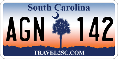 SC license plate AGN142