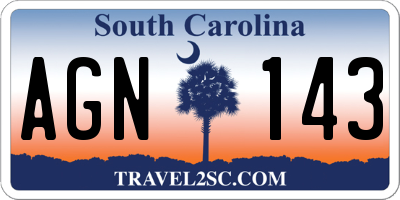 SC license plate AGN143