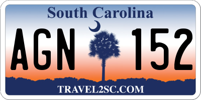 SC license plate AGN152