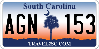 SC license plate AGN153