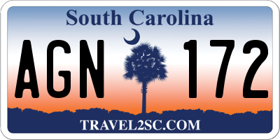 SC license plate AGN172