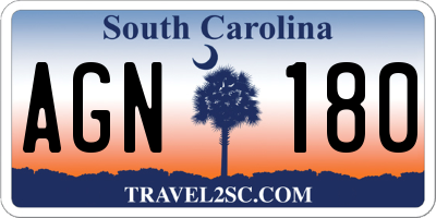 SC license plate AGN180