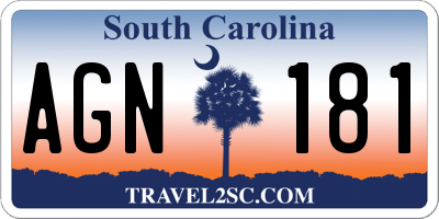 SC license plate AGN181