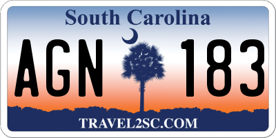 SC license plate AGN183
