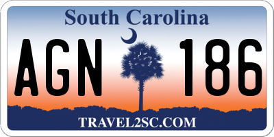 SC license plate AGN186