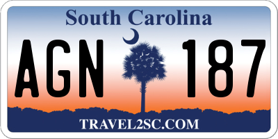 SC license plate AGN187