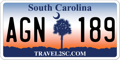 SC license plate AGN189