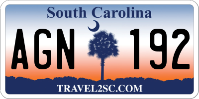 SC license plate AGN192
