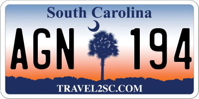 SC license plate AGN194