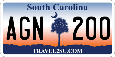 SC license plate AGN200